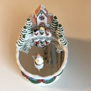 Vintage Music Box Christmas Eve Animated Ice Skating rink